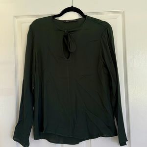 Zara green blouse with front tie. Size medium